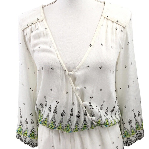 Gypsy 05 Global Village Womens Size XS Cross Front Romper Bohemian Printed - Picture 4 of 9